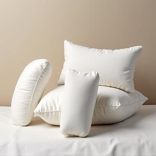 A selection of three different ergonomic pillows side-by-side.